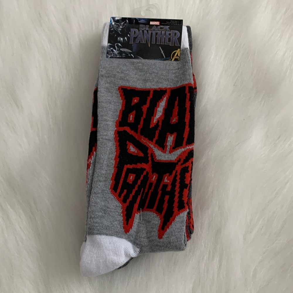 Marvel Black Panther Gray and Red Casual Socks